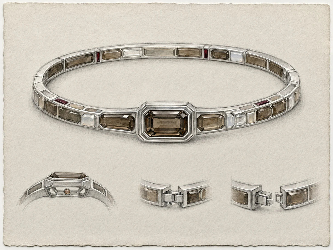 A Strandzen bespoke bracelet design study beside consultation notes