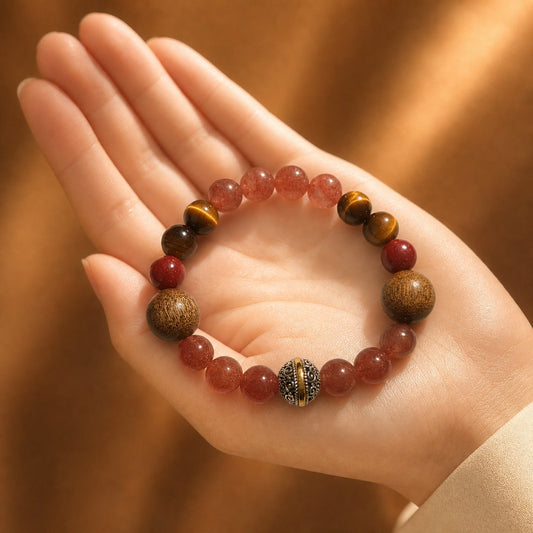 A Strandzen bracelet shown at natural scale on a wrist