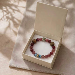 Love Frame bracelet close-up with soft pink crystal beads thumbnail