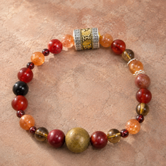 Ember Mark finished crystal bracelet in red, orange, smoky brown, black, and warm wood tones thumbnail