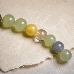 Meadow Signal finished crystal bracelet in pale green, yellow, blue-gray, and clear tones thumbnail