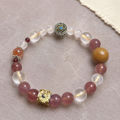 Rose Token finished crystal bracelet in dusty pink, clear, and light wood tones thumbnail