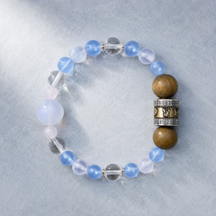 Maze Confidence Plan B bracelet shown from above on a cool blue surface thumbnail