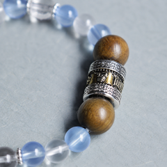 Maze Confidence Plan B cylindrical silver-tone and gold-tone focal bead detail thumbnail
