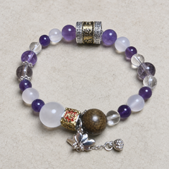 Lotus Reverie finished crystal bracelet primary view with a lotus charm thumbnail