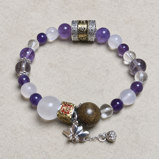 Lotus Reverie finished crystal bracelet primary view with a lotus charm