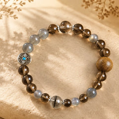 Double Guard Plan B bracelet with smoky brown, blue-gray, clear, and warm brown beads thumbnail