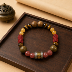 Lotus Start New Start crystal bracelet on a dark wood tray with warm neutral styling thumbnail