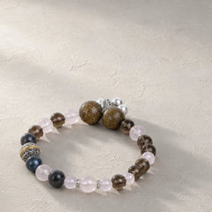 Love Frame Plan B bracelet with blush pink, smoky brown, deep blue-gray, and warm brown beads thumbnail