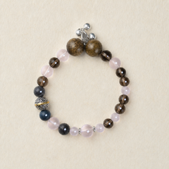 Love Frame Plan B complete bracelet with blush pink, smoky brown, deep blue-gray, warm brown, silver-tone, and gold-tone details thumbnail