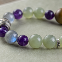 Lotus Start Plan B pale green, purple, and blue-gray bead detail thumbnail