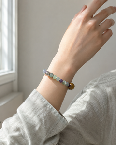 Lotus Start Plan B bracelet worn on the wrist in soft window light thumbnail