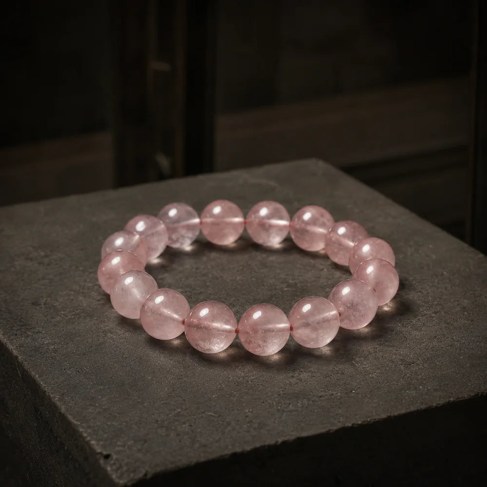 Rose Quartz single-stone bracelet material study
