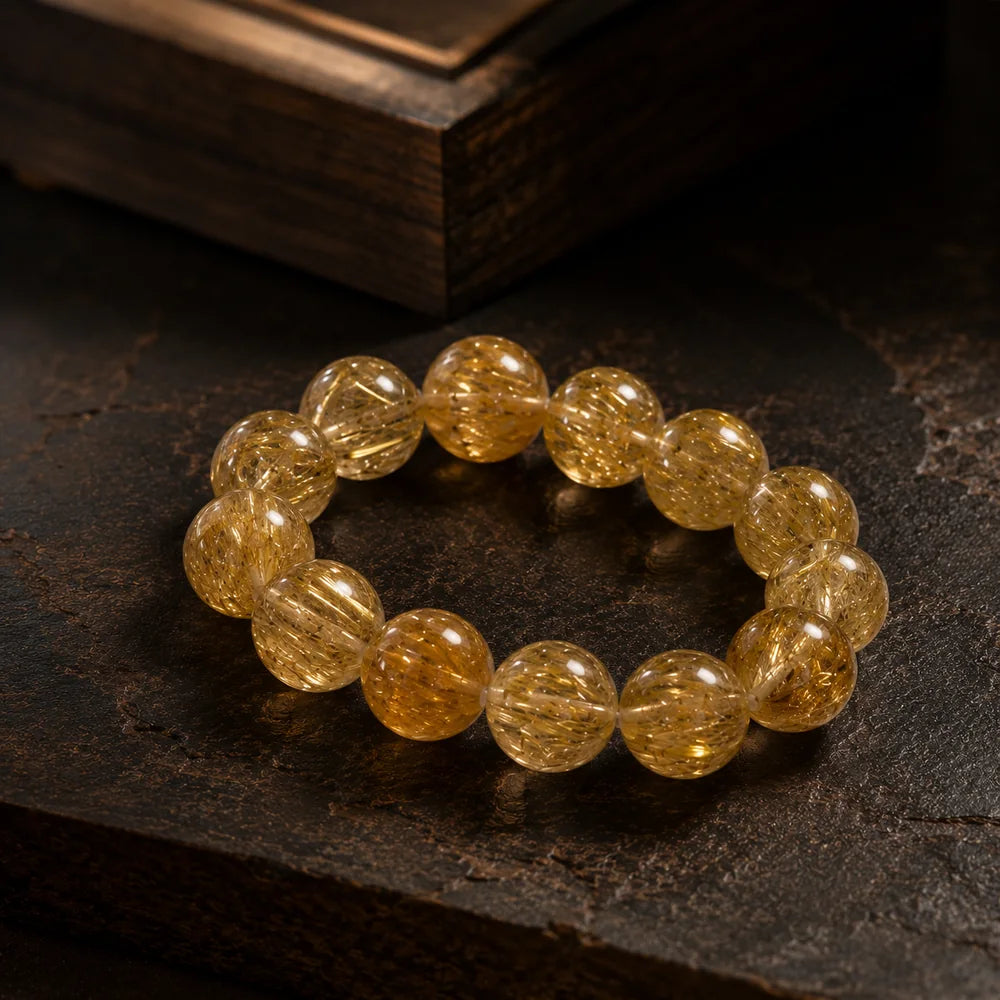 Rutilated Quartz single-stone bracelet material study