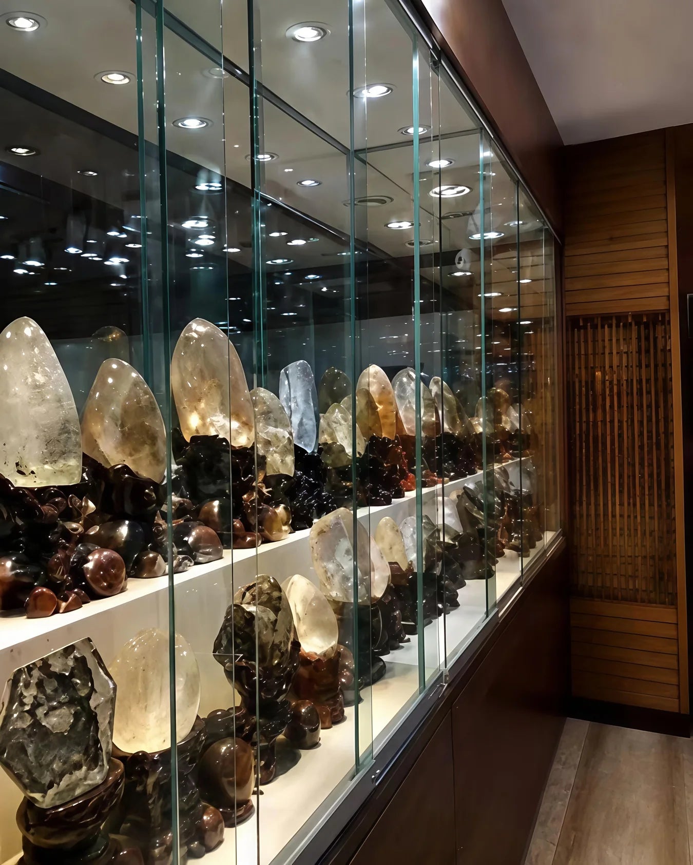 Crystal displays from a market visit in Donghai, China